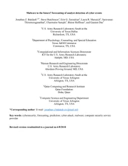 Malware in the Future? Forecasting of Analyst Detection of Cyber Events