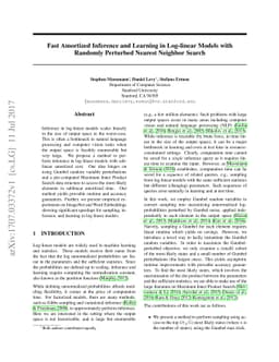 Fast Amortized Inference and Learning in Log-linear Models with Randomly
  Perturbed Nearest Neighbor Search