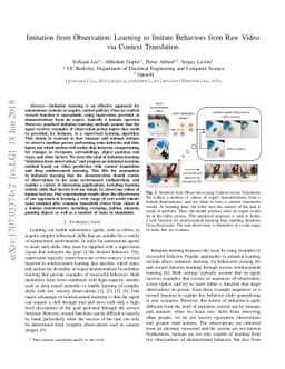 Imitation from Observation: Learning to Imitate Behaviors from Raw Video
  via Context Translation