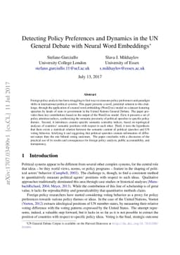 Detecting Policy Preferences and Dynamics in the UN General Debate with
  Neural Word Embeddings
