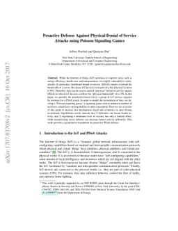 Proactive Defense Against Physical Denial of Service Attacks using
  Poisson Signaling Games