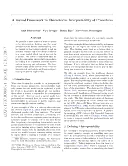 A Formal Framework to Characterize Interpretability of Procedures
