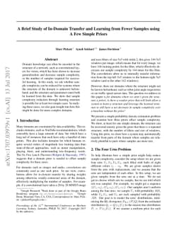 A Brief Study of In-Domain Transfer and Learning from Fewer Samples
  using A Few Simple Priors