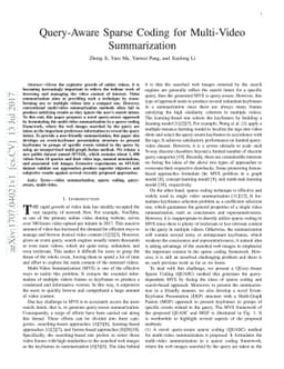 Query-Aware Sparse Coding for Multi-Video Summarization