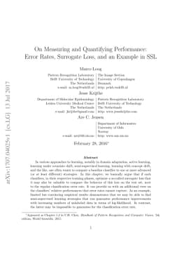 On Measuring and Quantifying Performance: Error Rates, Surrogate Loss,
  and an Example in SSL