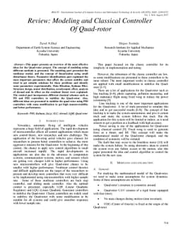 Review: Modeling and Classical Controller Of Quad-rotor