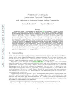 Polynomial Counting in Anonymous Dynamic Networks with Applications to
  Anonymous Dynamic Algebraic Computations