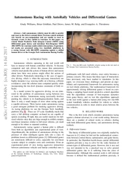 Autonomous Racing with AutoRally Vehicles and Differential Games