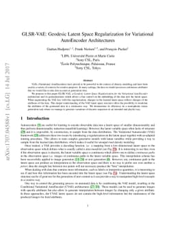 GLSR-VAE: Geodesic Latent Space Regularization for Variational
  AutoEncoder Architectures