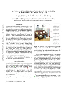 Knowledge-Guided Recurrent Neural Network Learning for Task-Oriented
  Action Prediction