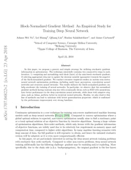 Block-Normalized Gradient Method: An Empirical Study for Training Deep
  Neural Network