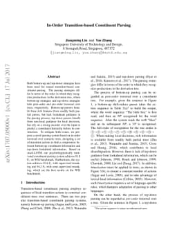 In-Order Transition-based Constituent Parsing