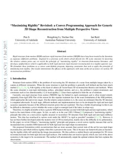 "Maximizing rigidity" revisited: a convex programming approach for
  generic 3D shape reconstruction from multiple perspective views