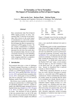 To Normalize, or Not to Normalize: The Impact of Normalization on
  Part-of-Speech Tagging