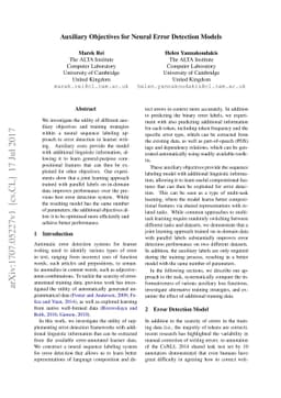 Auxiliary Objectives for Neural Error Detection Models