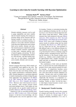 Learning to select data for transfer learning with Bayesian Optimization