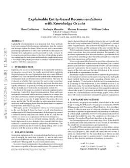 Explainable Entity-based Recommendations with Knowledge Graphs