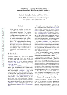 Improving Language Modeling using Densely Connected Recurrent Neural
  Networks