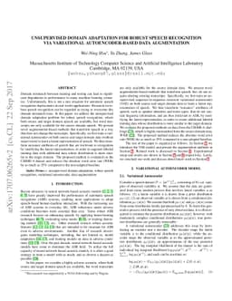 Unsupervised Domain Adaptation for Robust Speech Recognition via
  Variational Autoencoder-Based Data Augmentation