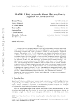 FLAME: A Fast Large-scale Almost Matching Exactly Approach to Causal
  Inference