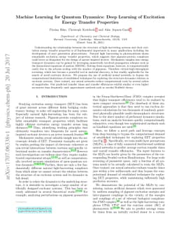 Machine Learning for Quantum Dynamics: Deep Learning of Excitation
  Energy Transfer Properties