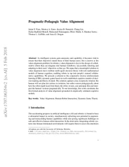 Pragmatic-Pedagogic Value Alignment