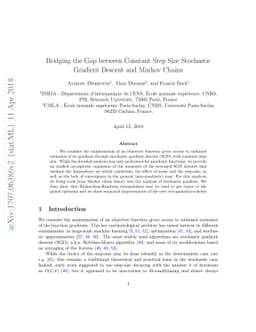 Bridging the Gap between Constant Step Size Stochastic Gradient Descent
  and Markov Chains