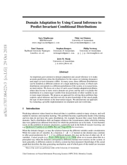 Domain Adaptation by Using Causal Inference to Predict Invariant
  Conditional Distributions
