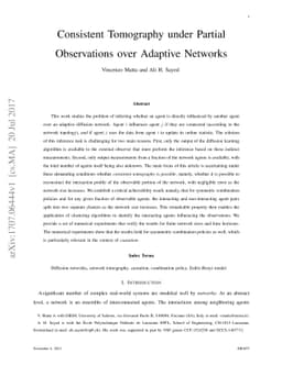 Consistent Tomography under Partial Observations over Adaptive Networks