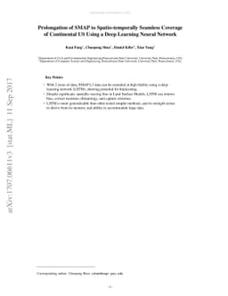 Prolongation of SMAP to Spatio-temporally Seamless Coverage of
  Continental US Using a Deep Learning Neural Network