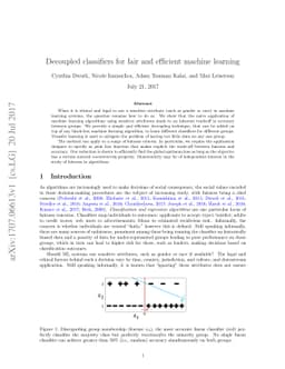 Decoupled classifiers for fair and efficient machine learning