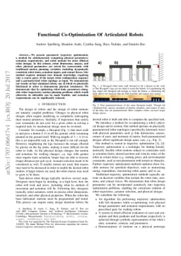 Functional Co-Optimization of Articulated Robots