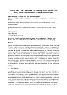 Resting state fMRI functional connectivity-based classification using a
  convolutional neural network architecture