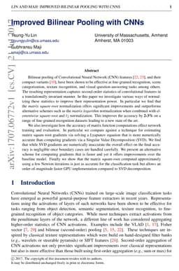 Improved Bilinear Pooling with CNNs