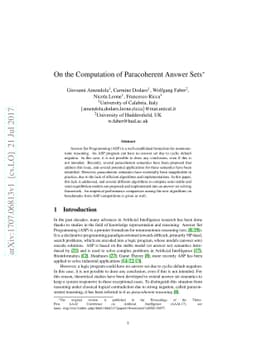 On the Computation of Paracoherent Answer Sets
