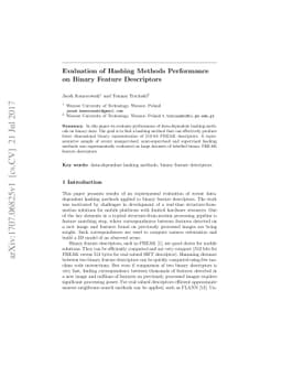 Evaluation of Hashing Methods Performance on Binary Feature Descriptors