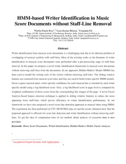 HMM-based Writer Identification in Music Score Documents without
  Staff-Line Removal