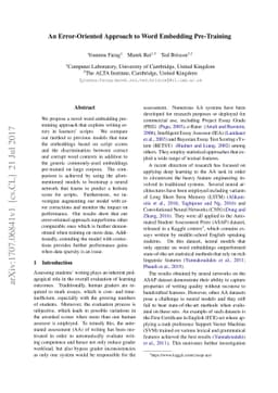 An Error-Oriented Approach to Word Embedding Pre-Training