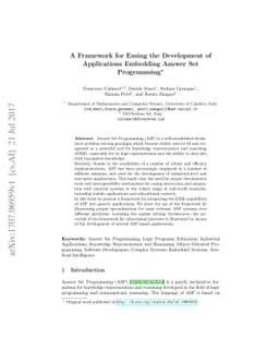 A Framework for Easing the Development of Applications Embedding Answer
  Set Programming