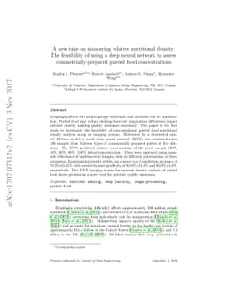 A new take on measuring relative nutritional density: The feasibility of
  using a deep neural network to assess commercially-prepared pureed food
  concentrations