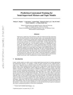 Prediction-Constrained Training for Semi-Supervised Mixture and Topic
  Models