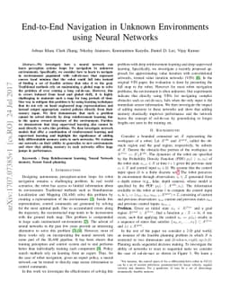 End-to-End Navigation in Unknown Environments using Neural Networks