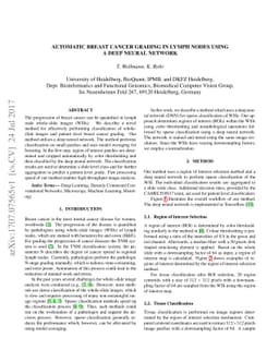 Automatic breast cancer grading in lymph nodes using a deep neural
  network