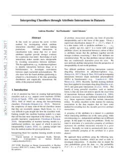 Interpreting Classifiers through Attribute Interactions in Datasets