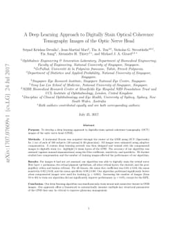 A Deep Learning Approach to Digitally Stain Optical Coherence Tomography
  Images of the Optic Nerve Head