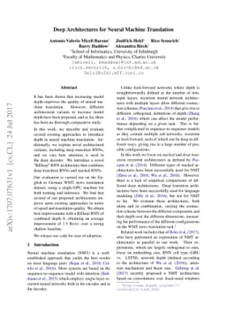 Deep Architectures for Neural Machine Translation