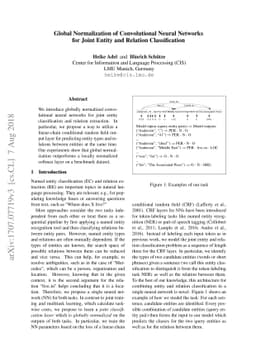 Global Normalization of Convolutional Neural Networks for Joint Entity
  and Relation Classification