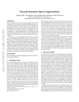 Towards Semantic Query Segmentation