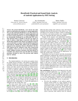 HornDroid: Practical and Sound Static Analysis of Android Applications
  by SMT Solving