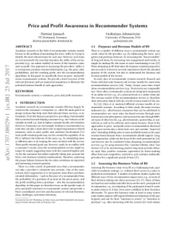Price and Profit Awareness in Recommender Systems